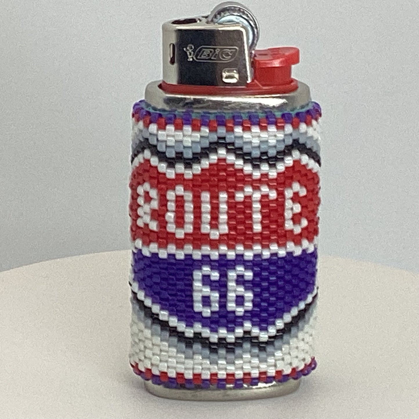 Beaded Route 66 Mini Lighter Case