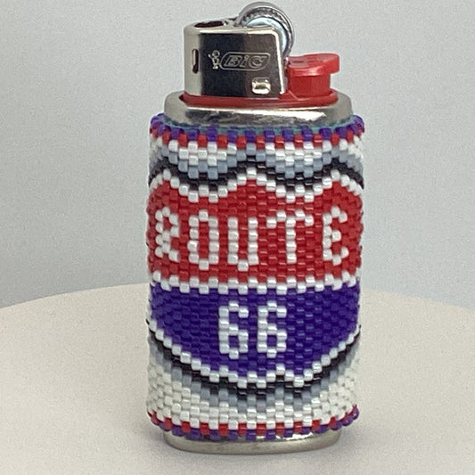 Beaded Route 66 Mini Lighter Case