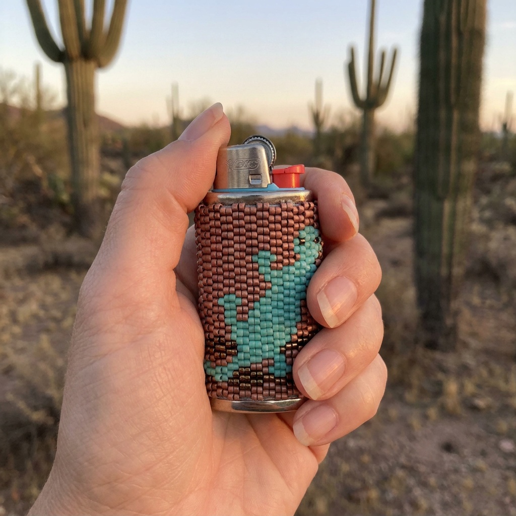 Beaded Gecko Mini Lighter Case