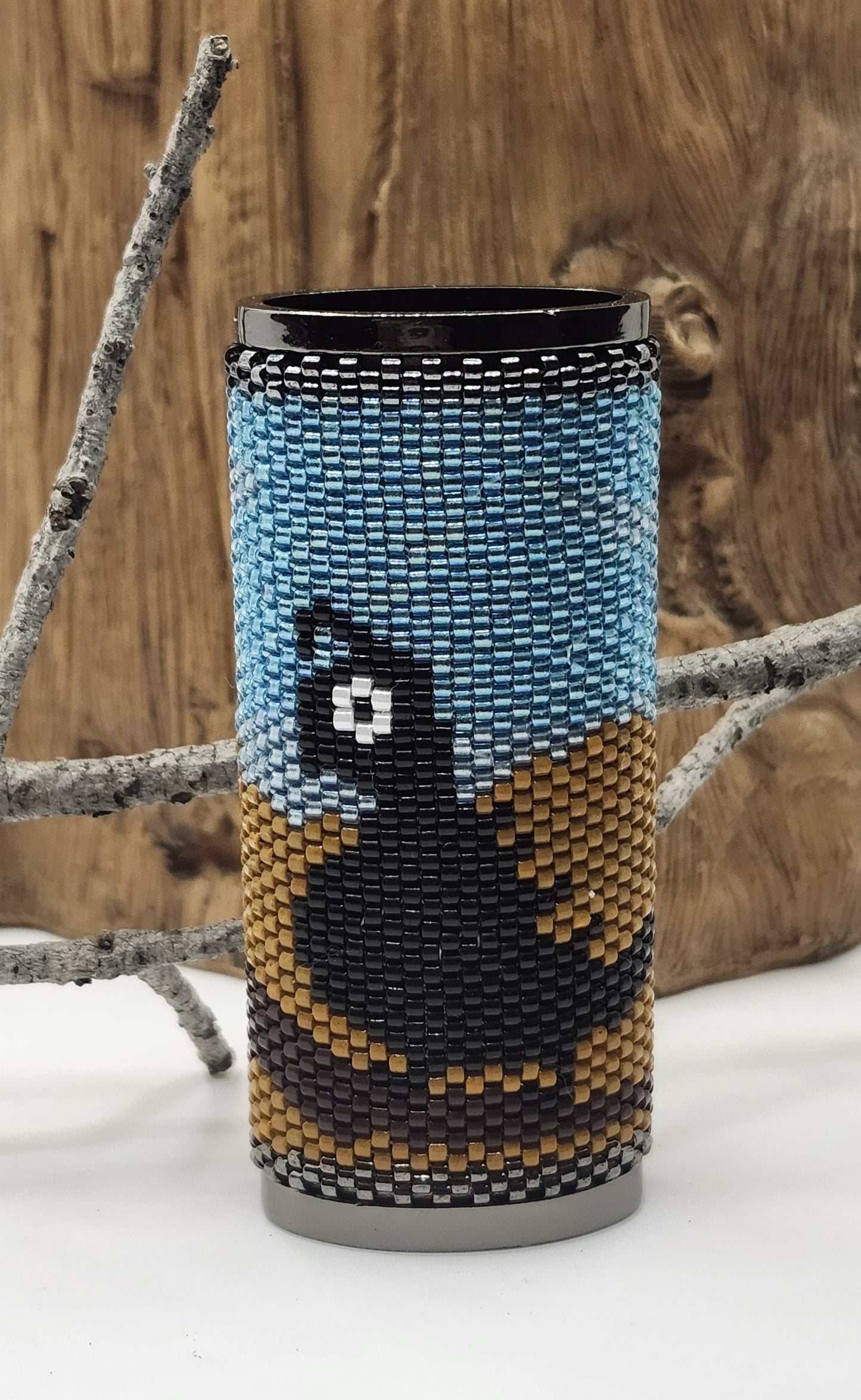 Beaded Quail Metal Lighter Case